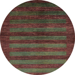 Round Machine Washable Abstract Vermilion Red Rug, wshabs324