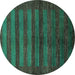 Round Abstract Turquoise Modern Rug, abs324turq