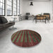 Round Machine Washable Abstract Vermilion Red Rug in a Office, wshabs324