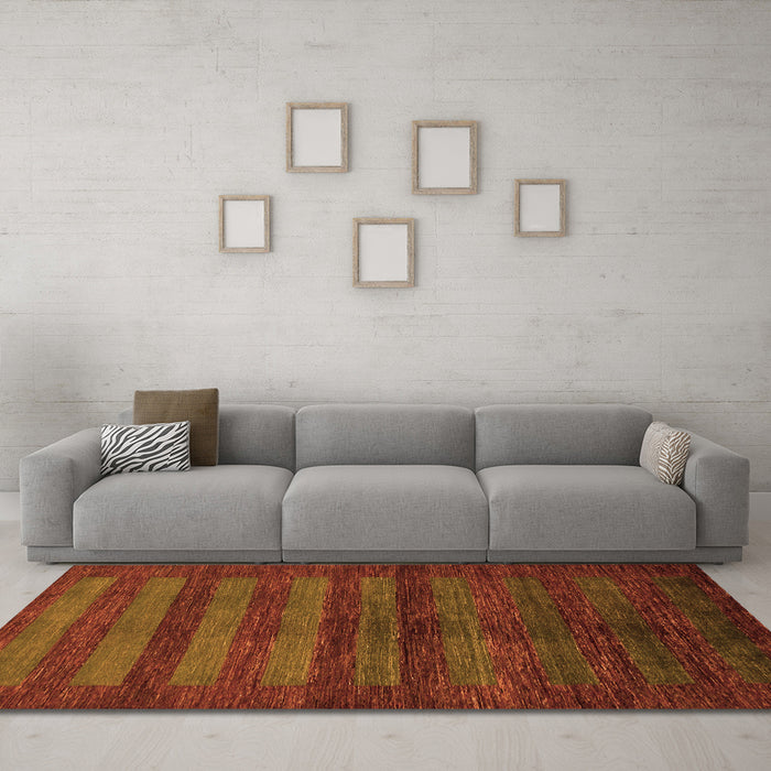 Machine Washable Abstract Orange Modern Area Rugs in a Living Room, wshabs324org