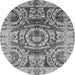 Round Machine Washable Abstract Gray Modern Rug, wshabs3250gry