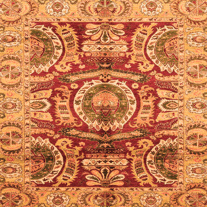 Square Machine Washable Abstract Orange Modern Area Rugs, wshabs3250org