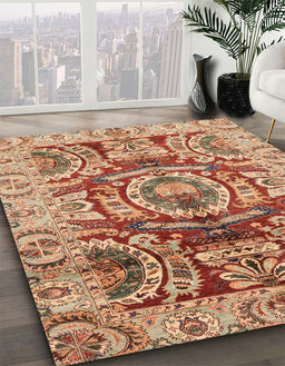 Abstract Sandy Brown Modern Rug in Family Room, abs3250
