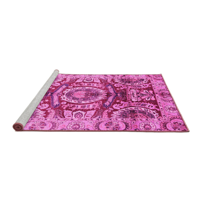 Sideview of Machine Washable Abstract Pink Modern Rug, wshabs3250pnk