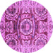 Round Abstract Purple Modern Rug, abs3250pur