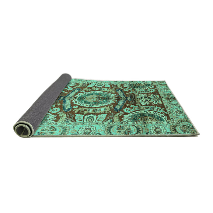 Sideview of Abstract Turquoise Modern Rug, abs3250turq