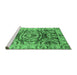 Sideview of Machine Washable Abstract Emerald Green Modern Area Rugs, wshabs3250emgrn