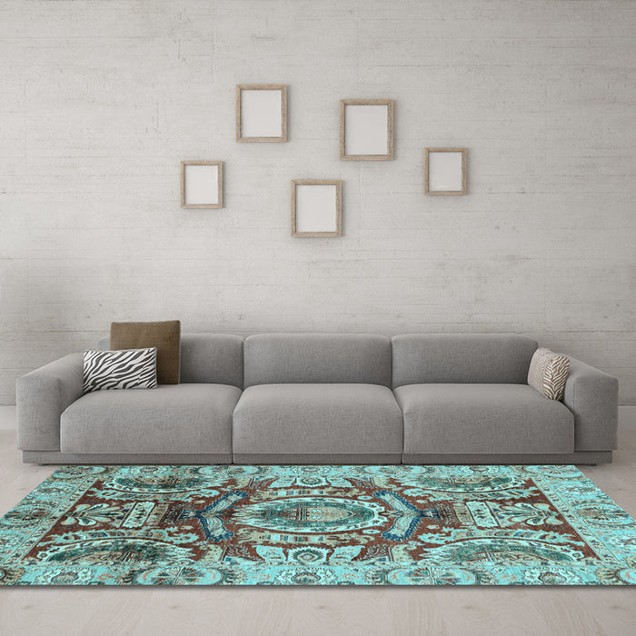 Machine Washable Abstract Light Blue Modern Rug in a Living Room, wshabs3250lblu