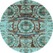 Round Abstract Light Blue Modern Rug, abs3250lblu