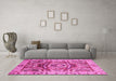 Machine Washable Abstract Pink Modern Rug in a Living Room, wshabs3250pnk