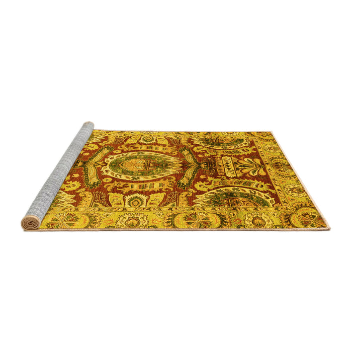 Sideview of Machine Washable Abstract Yellow Modern Rug, wshabs3250yw