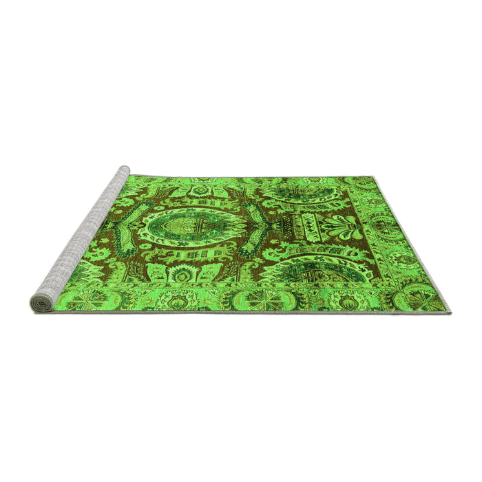 Sideview of Machine Washable Abstract Green Modern Area Rugs, wshabs3250grn