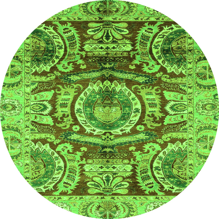 Round Abstract Green Modern Rug, abs3250grn