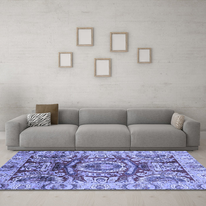 Machine Washable Abstract Blue Modern Rug in a Living Room, wshabs3250blu