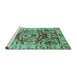 Sideview of Machine Washable Abstract Turquoise Modern Area Rugs, wshabs3250turq