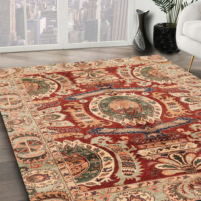 Machine Washable Abstract Sandy Brown Rug in a Family Room, wshabs3250
