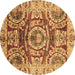Round Abstract Brown Modern Rug, abs3250brn
