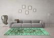 Machine Washable Abstract Turquoise Modern Area Rugs in a Living Room,, wshabs3250turq