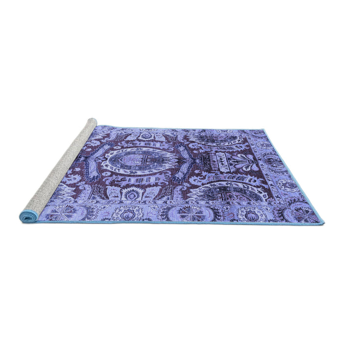 Sideview of Machine Washable Abstract Blue Modern Rug, wshabs3250blu