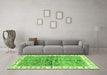 Machine Washable Oriental Green Traditional Area Rugs in a Living Room,, wshabs3251grn