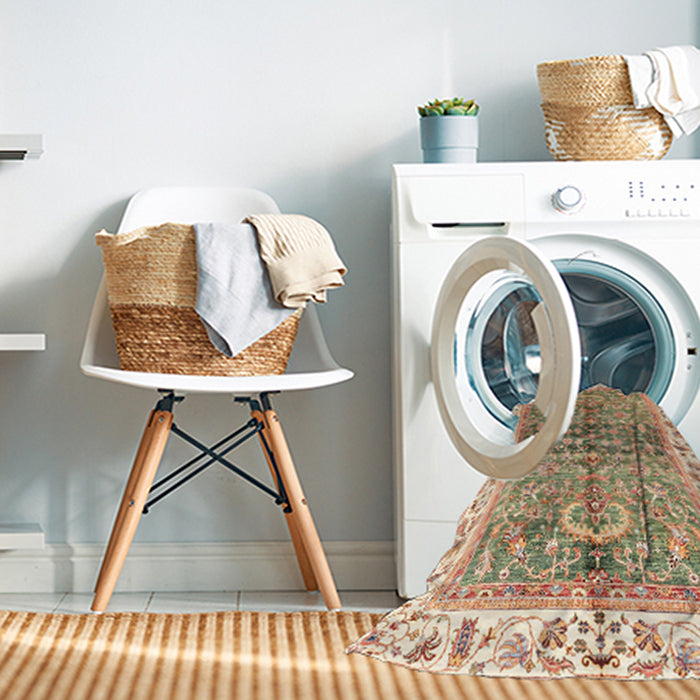 Machine Washable Abstract Light Brown Rug in a Washing Machine, wshabs3251