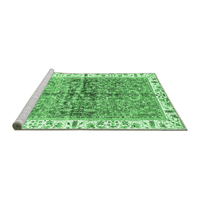 Sideview of Machine Washable Oriental Emerald Green Traditional Area Rugs, wshabs3251emgrn