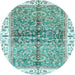 Round Oriental Light Blue Traditional Rug, abs3251lblu