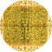 Round Oriental Yellow Traditional Rug, abs3251yw