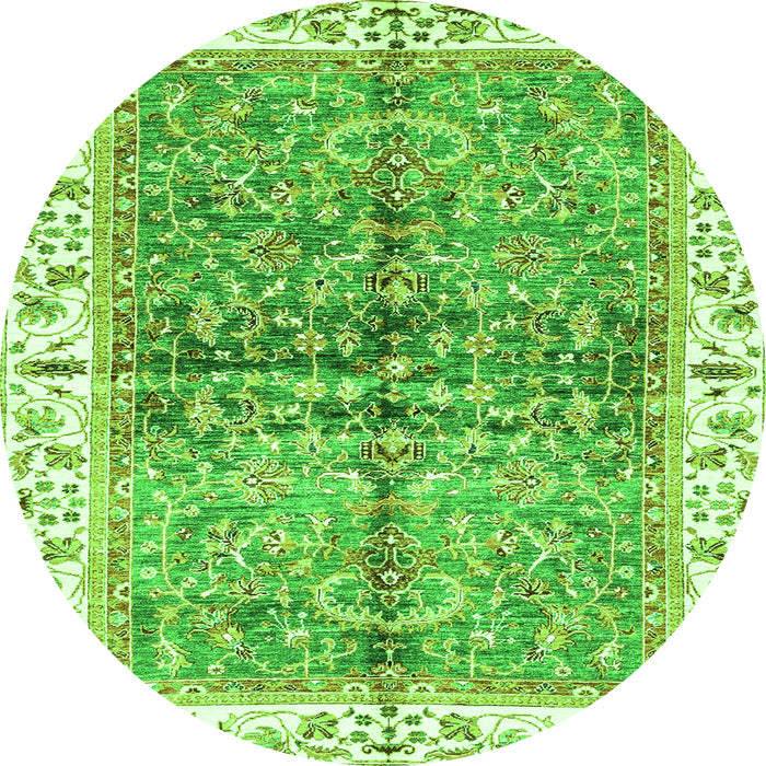 Round Oriental Green Traditional Rug, abs3251grn