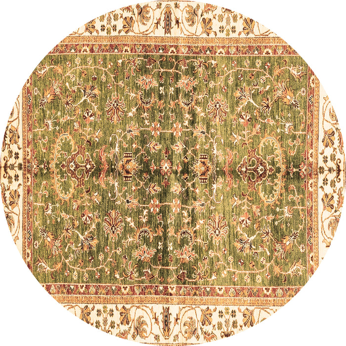 Round Oriental Brown Traditional Rug, abs3251brn