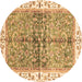 Round Oriental Brown Traditional Rug, abs3251brn