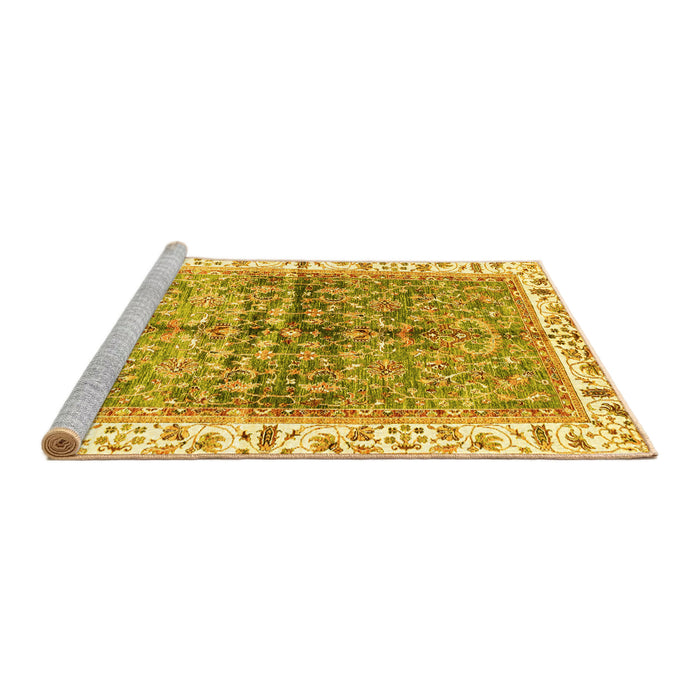 Sideview of Machine Washable Oriental Yellow Traditional Rug, wshabs3251yw