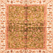 Square Machine Washable Oriental Orange Traditional Area Rugs, wshabs3251org