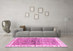 Machine Washable Oriental Pink Traditional Rug in a Living Room, wshabs3251pnk