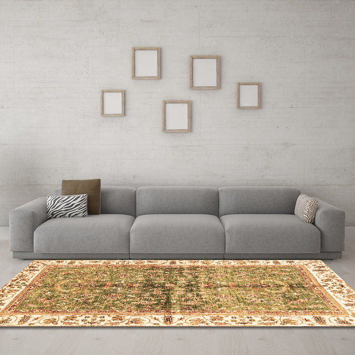 Machine Washable Oriental Brown Traditional Rug in a Living Room,, wshabs3251brn