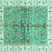 Square Oriental Turquoise Traditional Rug, abs3251turq