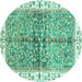 Round Oriental Turquoise Traditional Rug, abs3251turq