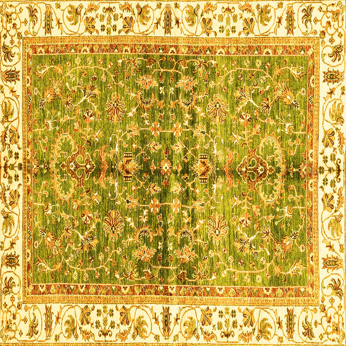 Square Oriental Yellow Traditional Rug, abs3251yw