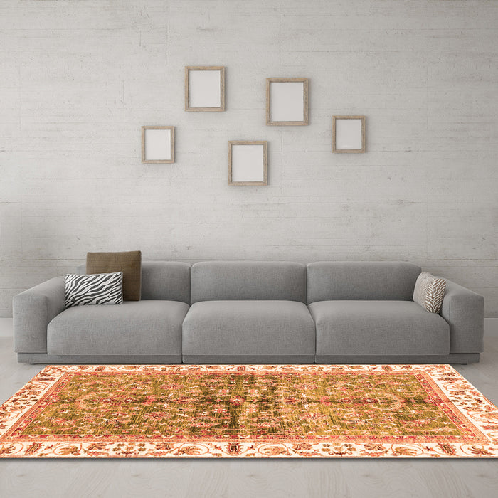 Machine Washable Oriental Orange Traditional Area Rugs in a Living Room, wshabs3251org