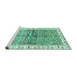 Sideview of Machine Washable Oriental Turquoise Traditional Area Rugs, wshabs3251turq