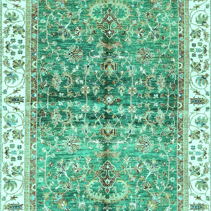 Machine Washable Oriental Turquoise Traditional Area Rugs, wshabs3251turq