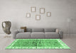 Machine Washable Oriental Emerald Green Traditional Area Rugs in a Living Room,, wshabs3251emgrn