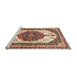 Sideview of Machine Washable Abstract Brown Red Rug, wshabs3252