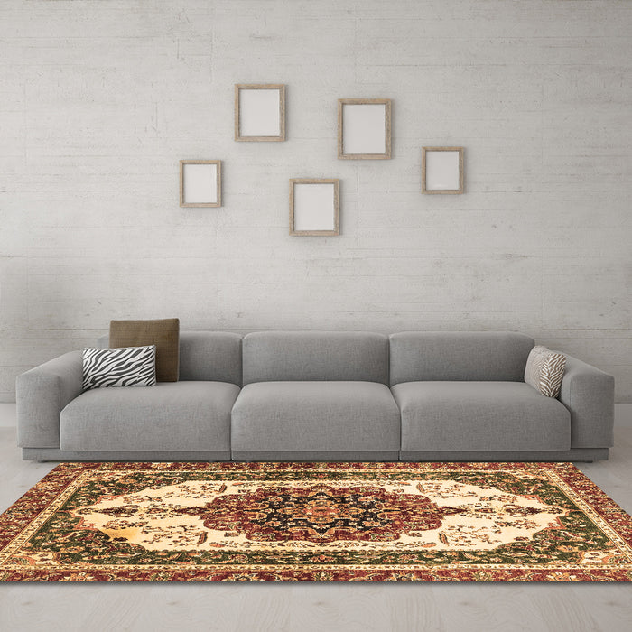 Machine Washable Persian Brown Traditional Rug in a Living Room,, wshabs3252brn