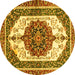 Round Machine Washable Persian Yellow Traditional Rug, wshabs3252yw