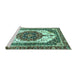 Sideview of Machine Washable Persian Turquoise Traditional Area Rugs, wshabs3252turq