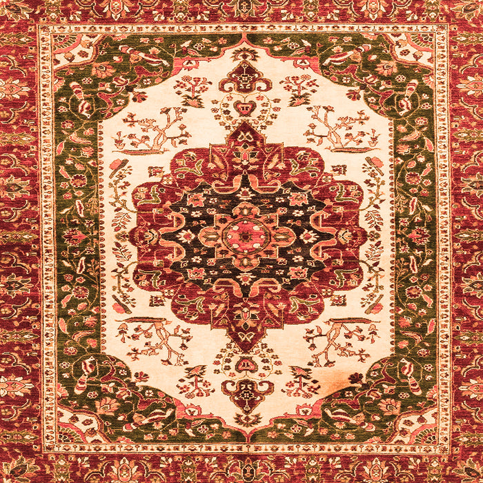 Square Machine Washable Persian Orange Traditional Area Rugs, wshabs3252org