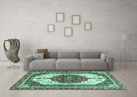 Machine Washable Persian Turquoise Traditional Rug, wshabs3252turq