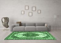 Machine Washable Persian Emerald Green Traditional Rug, wshabs3252emgrn