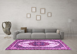 Machine Washable Persian Purple Traditional Area Rugs in a Living Room, wshabs3252pur